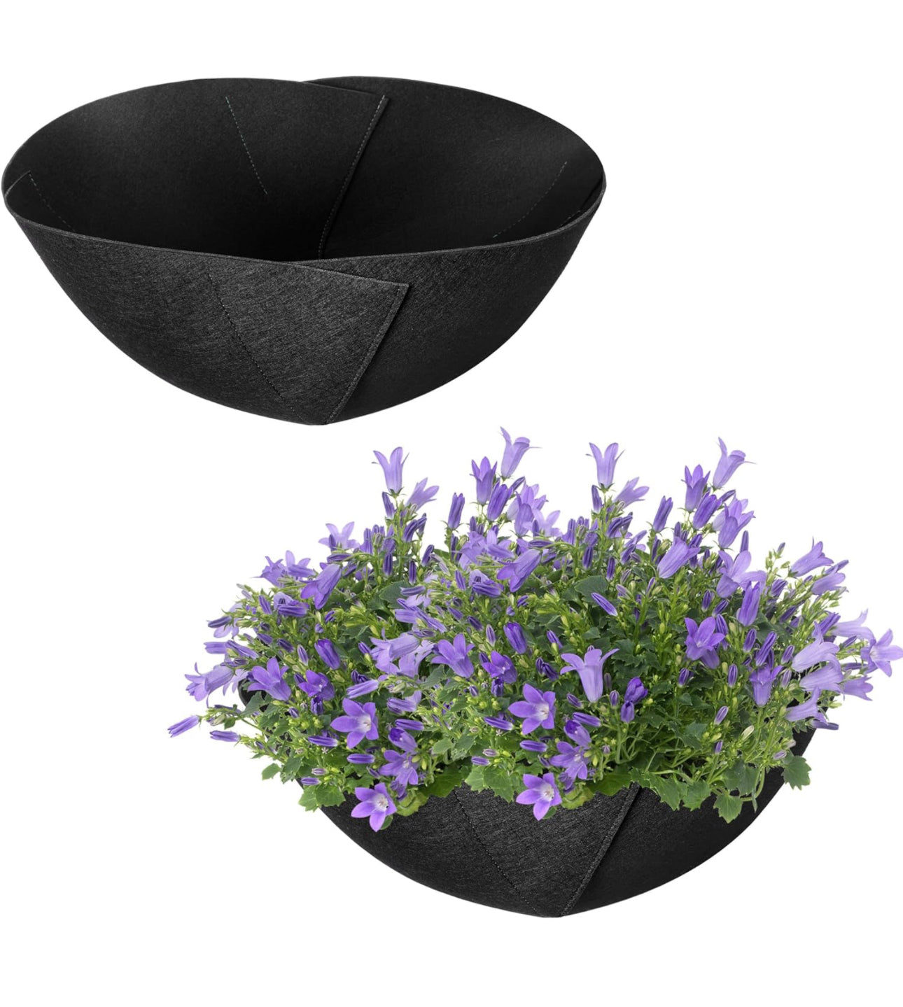 2 Pcs Fabric Planter Basket Liner-12 inch Felt Flower Pot Liners-Hanging Plant Basket Fiber Insert for Garden Wall Hanging Planter Flower Vegetables(Round)