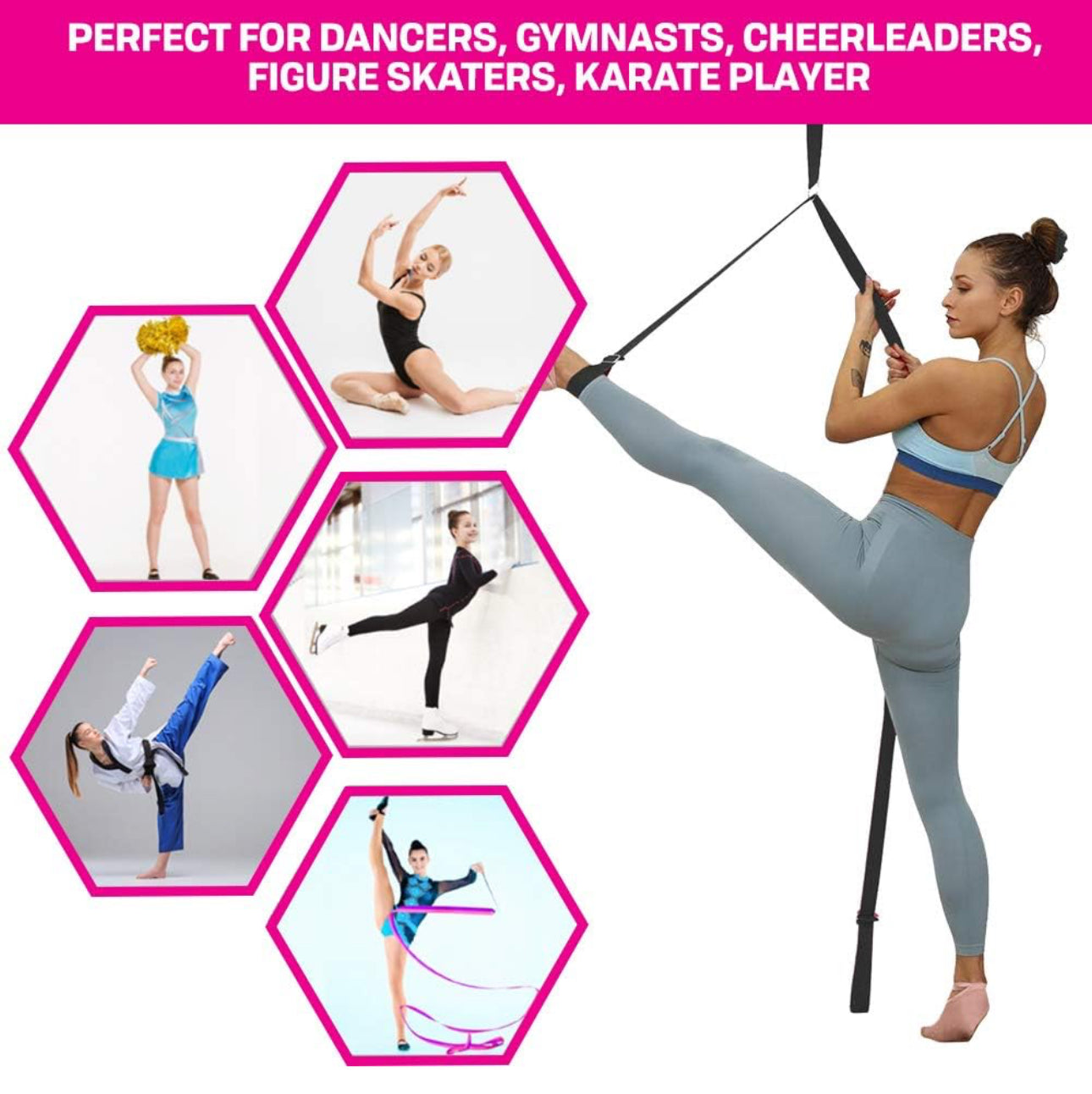 TTolbi Door Leg Stretcher: Stretching with Leg Flexibility Trainer, Dance Equipment: Splits Trainer Bands for Stretching in Ballet, Cheerleading, Gymnastics, Cheer Stuff, Door Stretch Strap
