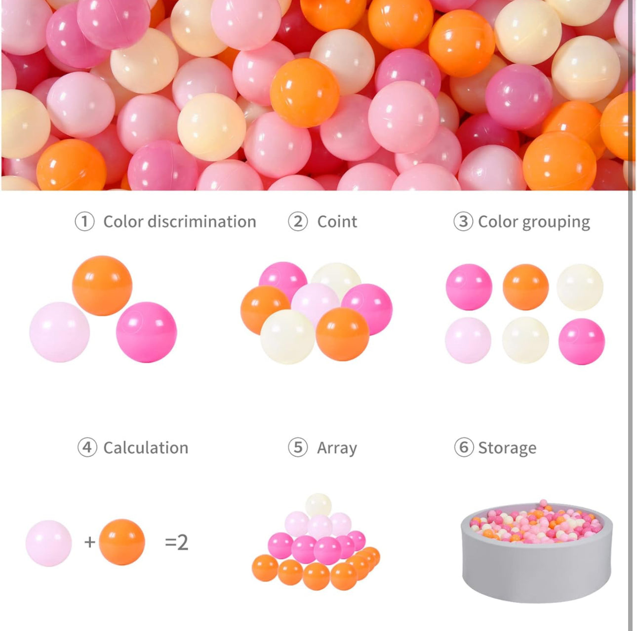 GOGOSO Pit Balls Pink Balls for Playhouse, Playpen, Baby Pool, Play Ball Fun Centers, Phthalate Free BPA Free,100 Balls