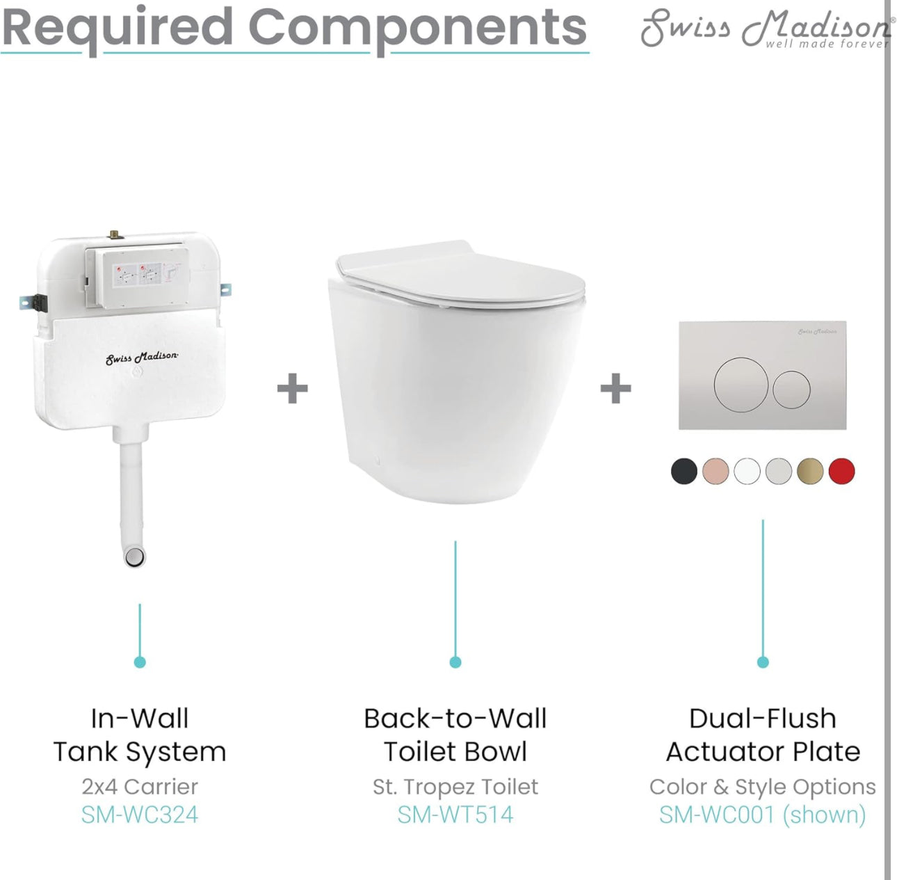 Swiss Madison Well Made Forever SM-WC324 Toilet Tank Carrier, For 2 x 4 Residential Studs, White