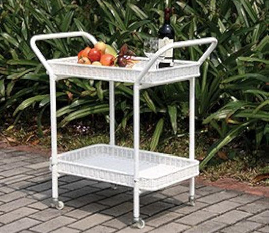 Jeco Outdoor Resin Wicker Serving Cart*ASSEMBLED*