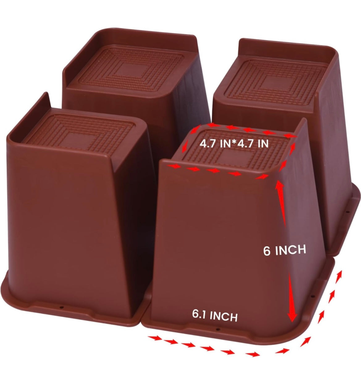MYMULIKE Bed Risers 4 inch,6 inch, 8 inch, Oversized Furniture Risers, Support Up to 6000 Lbs, Lift 4 inch for Couch, Sofa, Table,Chair (Brown 4 Pack, 6 inch)