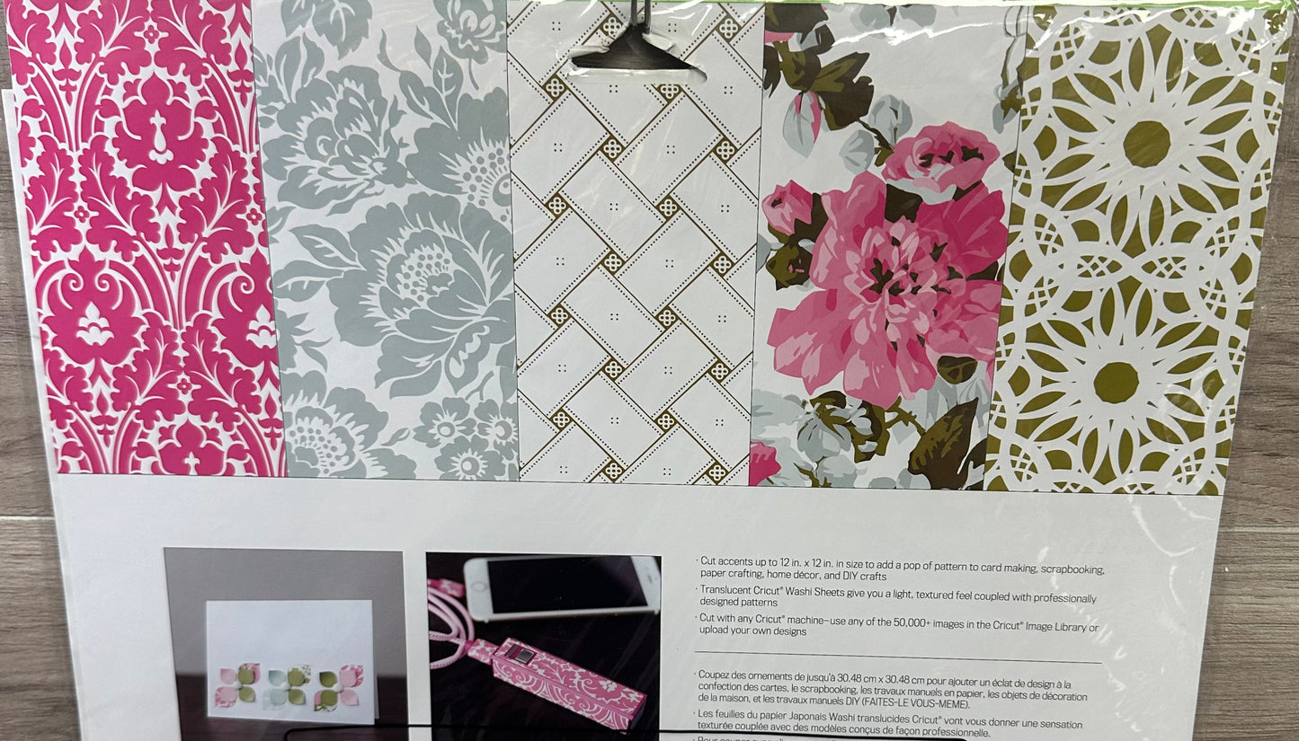 Cricut Washi Sheets Anna Griffin's Pretty Prints 5 -12" X 12" Sheets