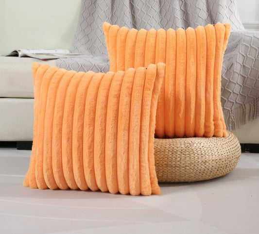 FUTEI Orange Striped Decorative Throw Pillow Covers 18x18 Inch Set of 2