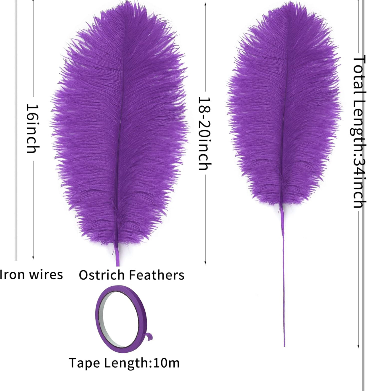 Soarer Purple Big Ostrich Feathers - 10Pcs Making Kit 34inch Extra Large Ostrich Feathers Long for Tall Vase,Floral Arrangement