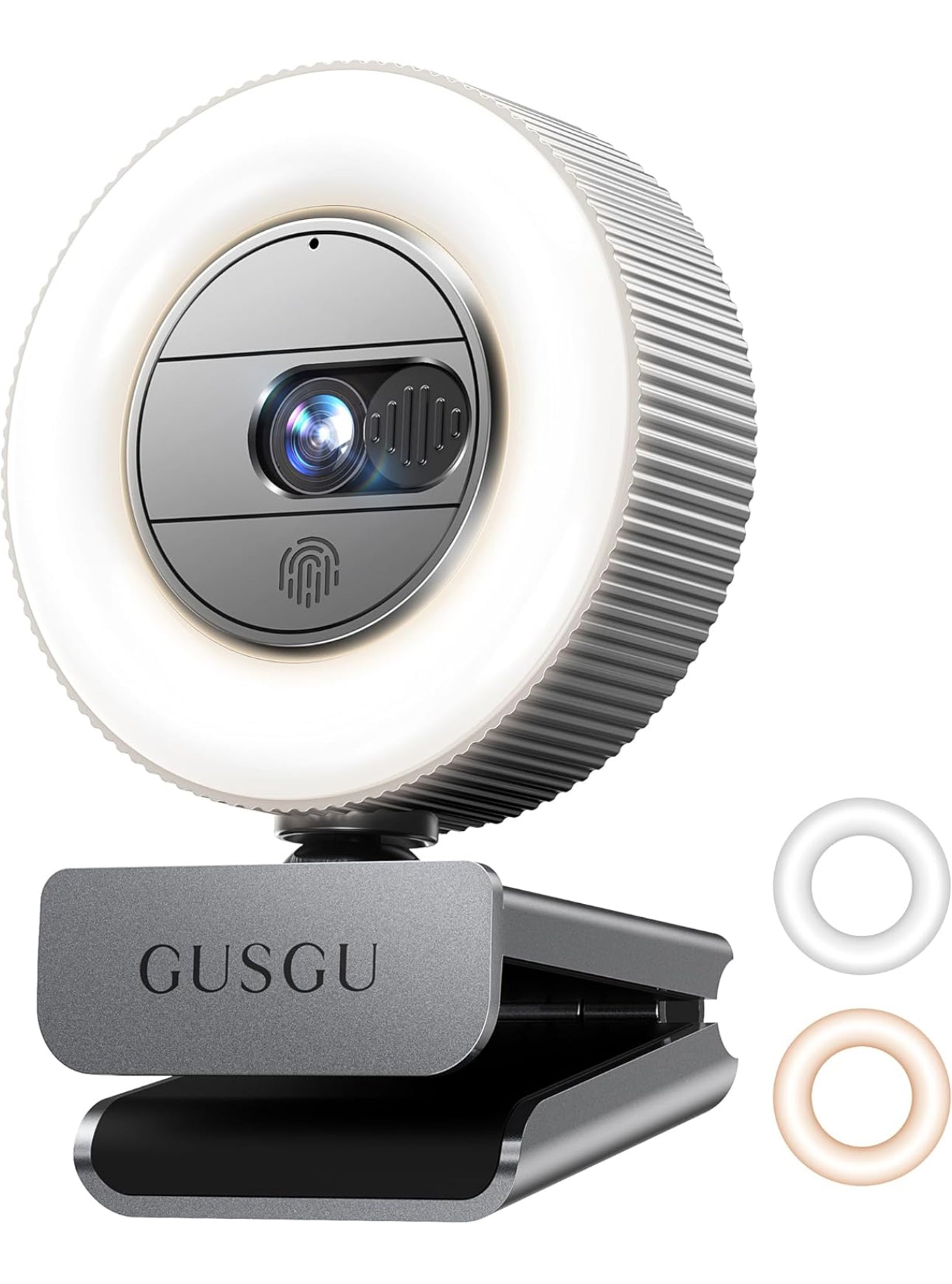 GUSGU G910 2K Quad HD Webcam for PC, with Microphone & Light & Privacy Cover, Web Camera for Desktop Computer/Laptop/MacBook, USB Streaming Camera