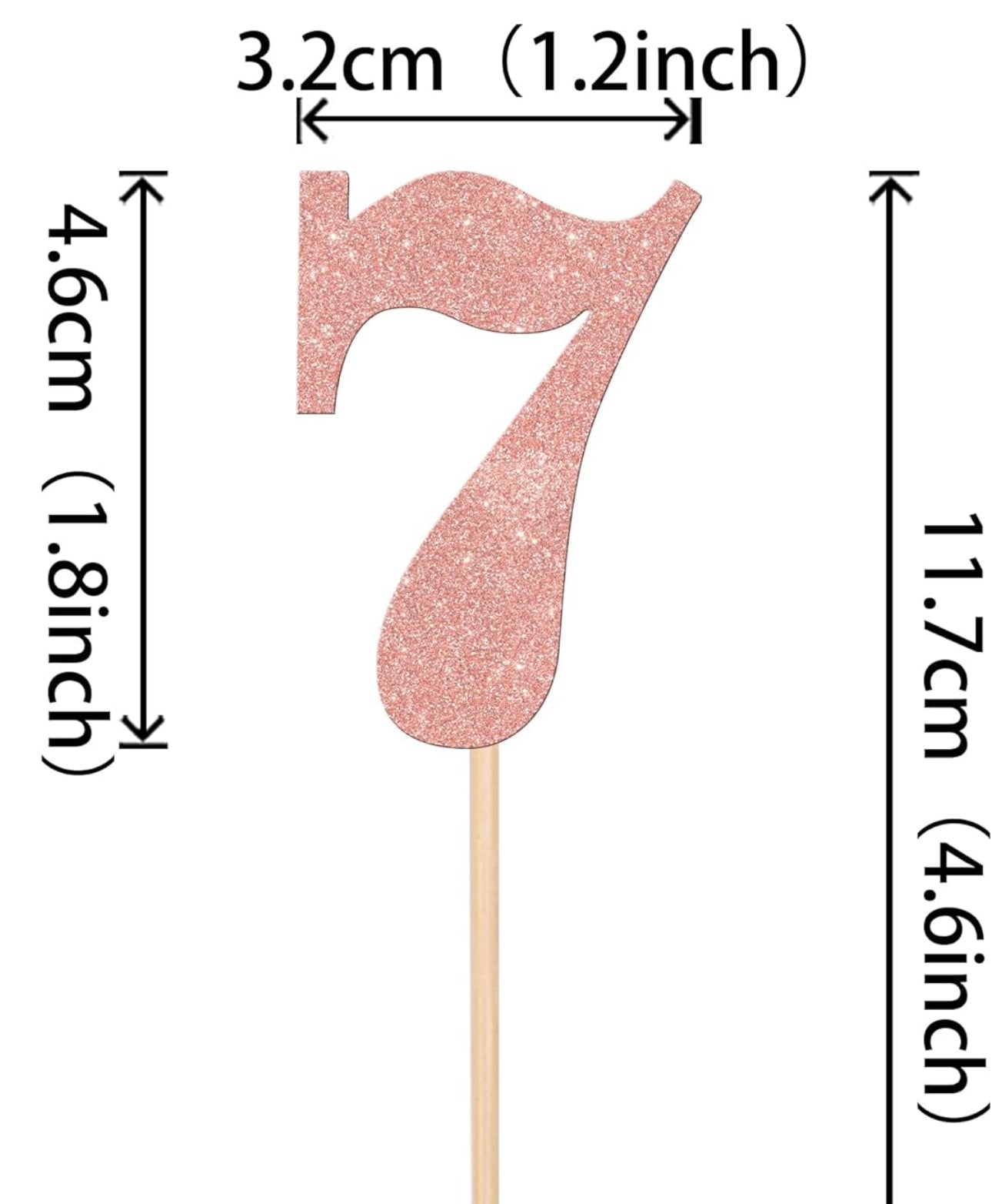 Gexolenu 24 PCS Rose Gold Double-sided 7th Birthday Cupcake Toppers, Glitter Age SEVEN Cake Picks Decor, Seventh Happy Birthday Party Decorations Baby Shower Anniversary Party Supplies