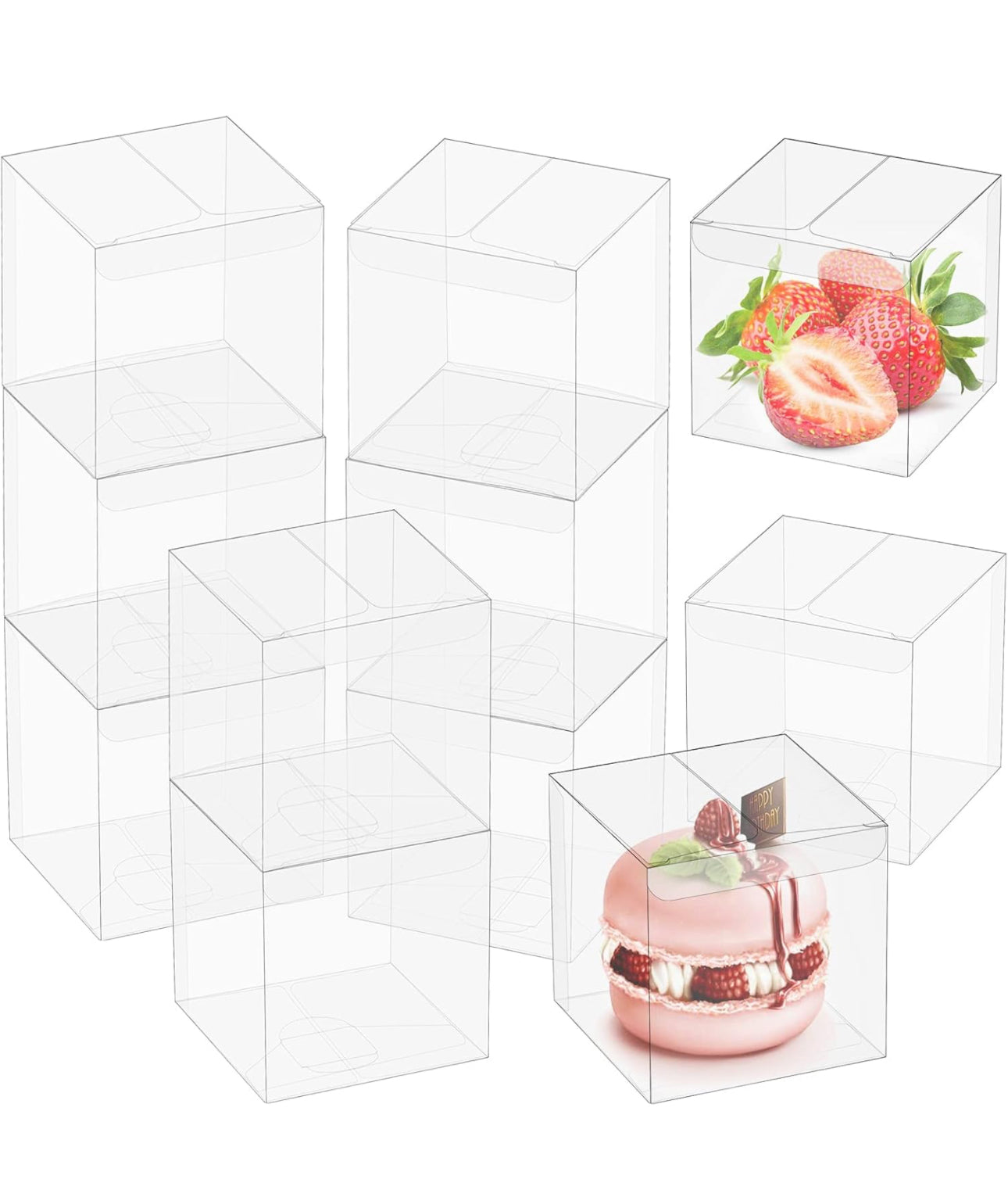 80 Pack Transparent Plastic Gift Box, Transparent Macaron Paper Cup Cake Chocolate Candy Soap Gift Wedding Party Baby Shower Display Single Packaging Box (2 "X 2" X 2 ")