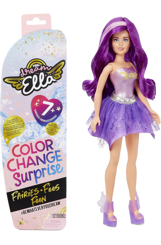 MGA Entertainment Dream Ella Color Change Surprise Fairies, Aria Purple Fashion Doll with 7+ Surprises Including Outfit