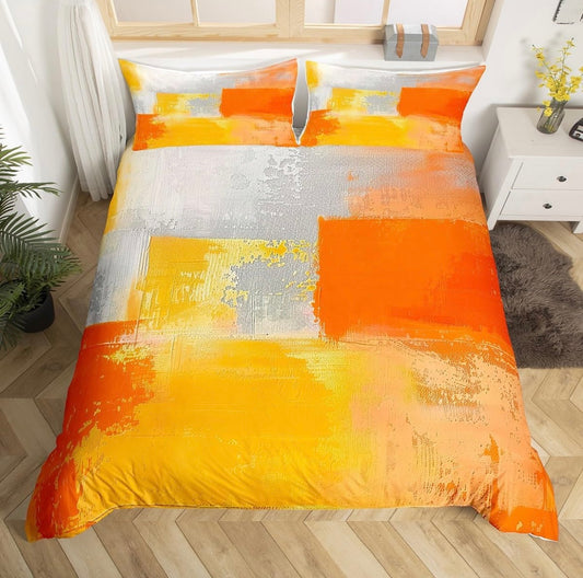 Erosebridal Ombre Duvet Cover King Gradient Bedding Set, Watercolor Grunge Comforter Cover Abstract Tie Dye Bed Set, Geometric Modern Quilt Cover Patchwork Modern Home Decor Microfiber 3pcs