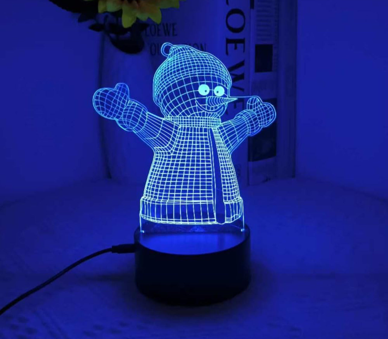 Christmas Snowman 3D Illusion Night Light, new no box