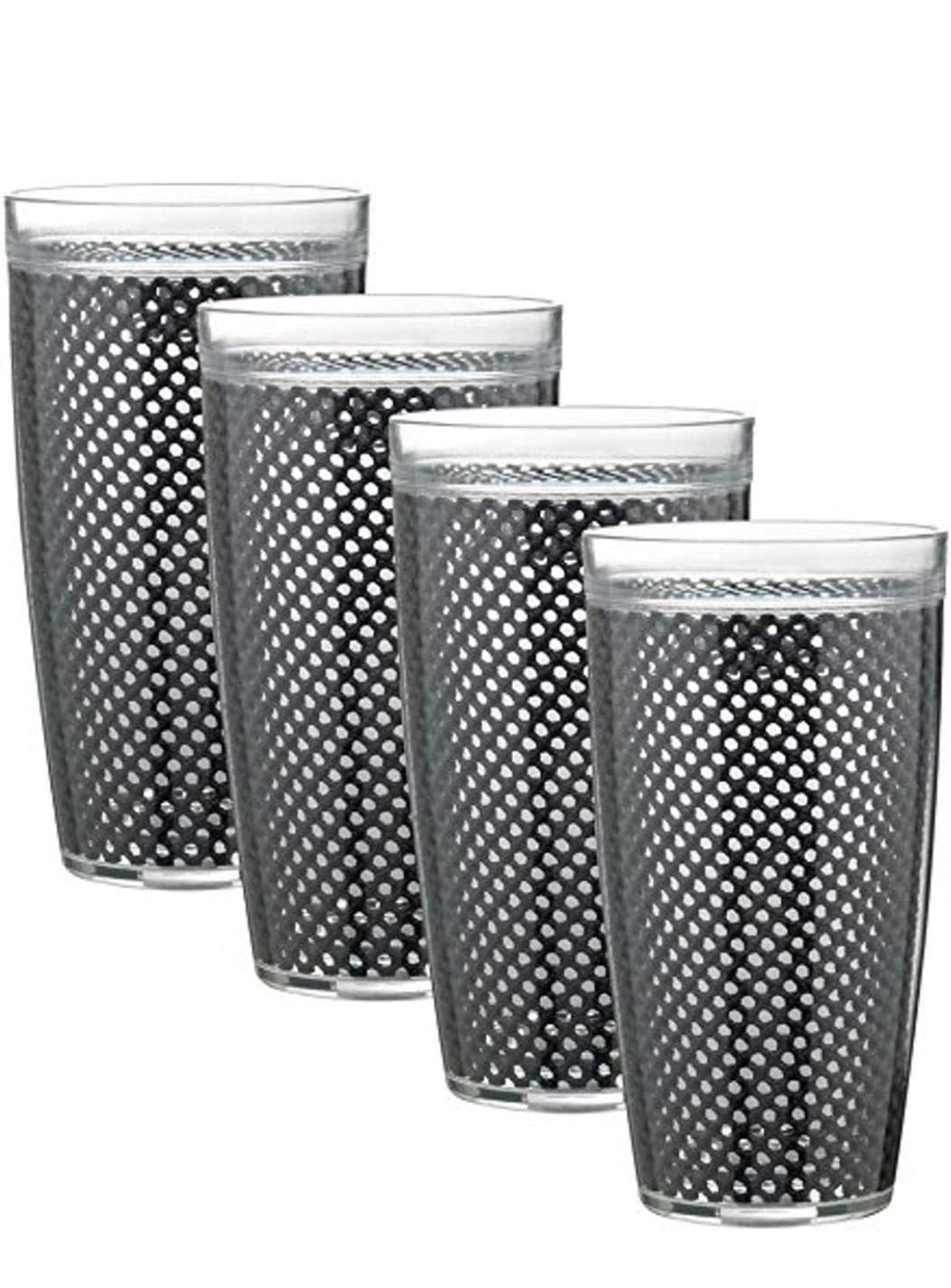 Kraftware The Fishnet Collection Doublewall Drinkware, Set of 3, 22 oz, Black, 4 Count**missing one cup