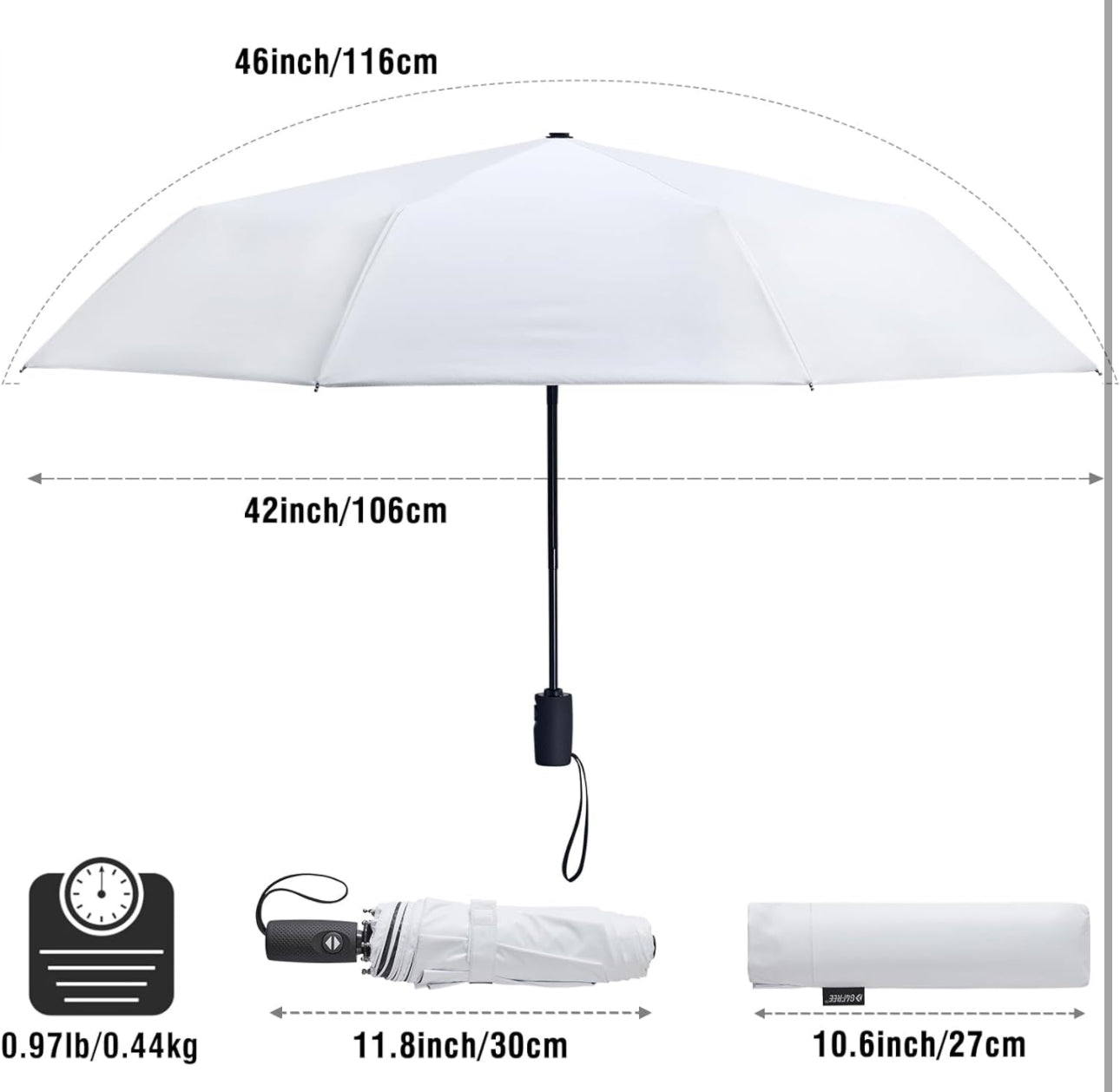 G4Free UPF 50+ UV Protection Travel Umbrella 46 Inch Windproof Silver Coating Sun Blocking Umbrella (Silver/Lake Blue)