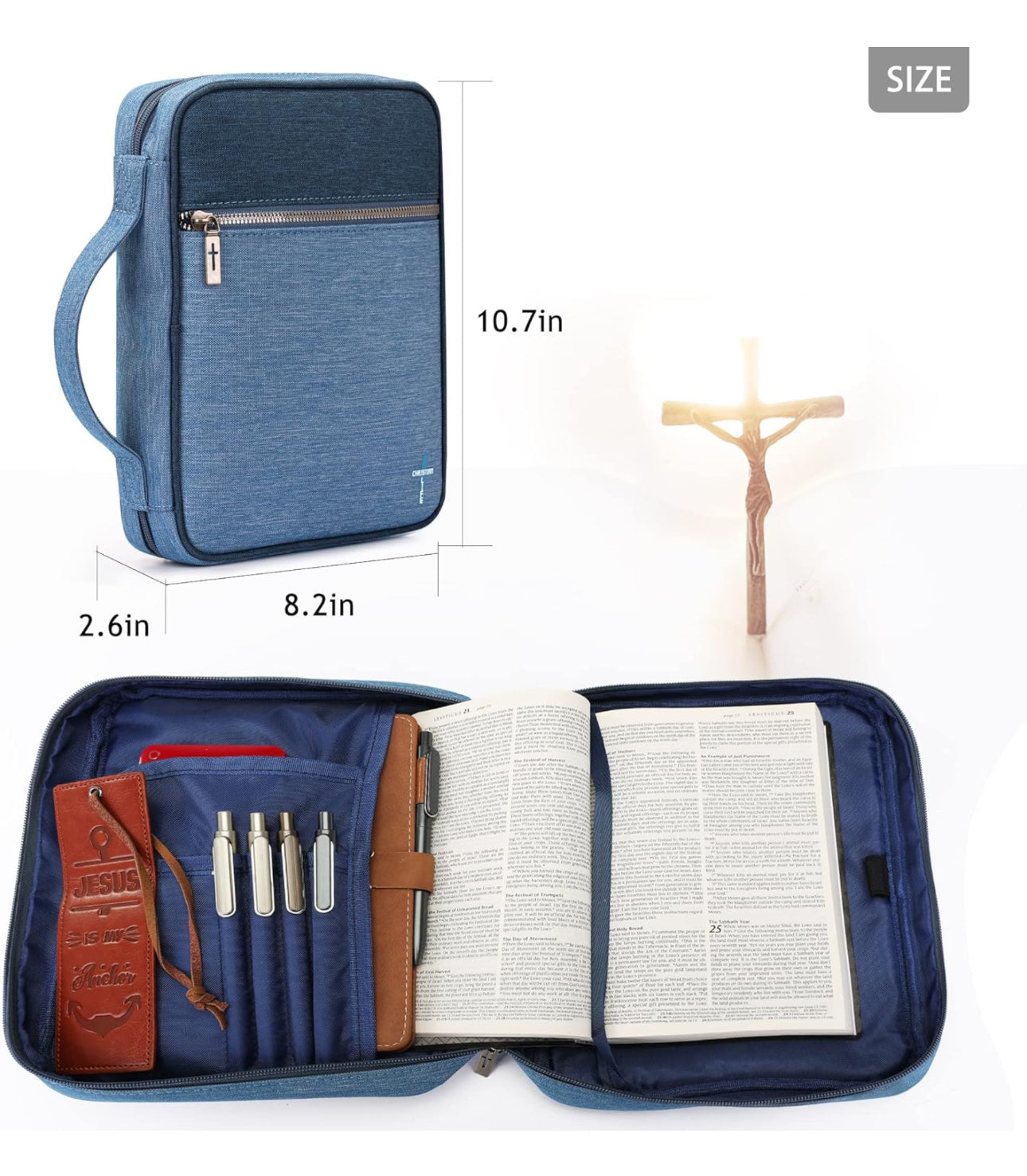 Montana West Bible Covers for Women Men with Leather Bookmark Carrying Book Case Church Bag Bible Protective with Zippered Pocket MWC-126NY