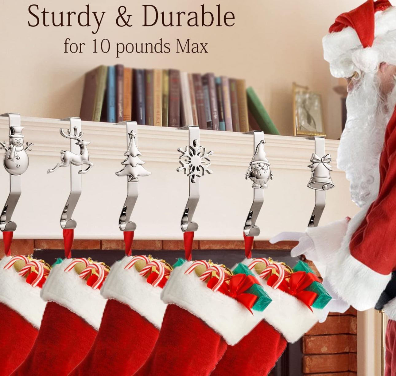 Christmas Stocking Holders for Mantle, Set of 8