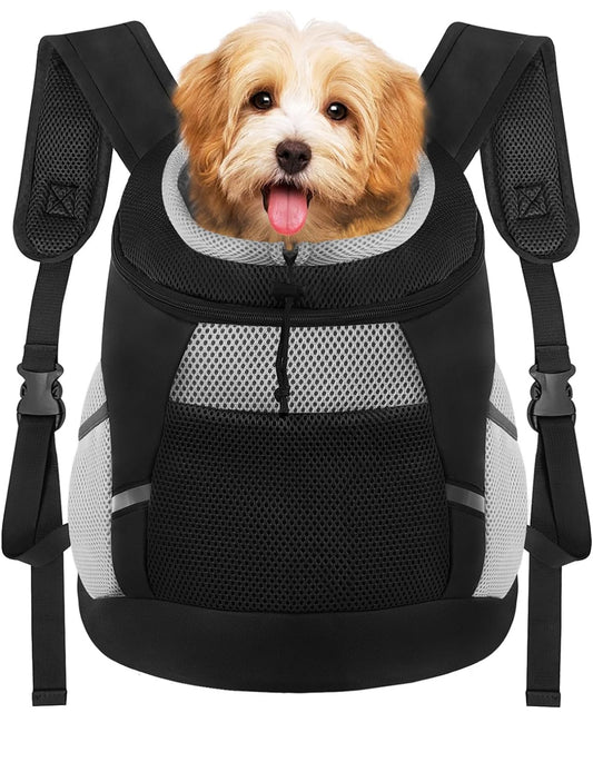 Dog Backpack Carrier, Front Chest Carrier for Dogs, Pet Carrying Bag for Travel Hiking Cycling Outdoor Black L