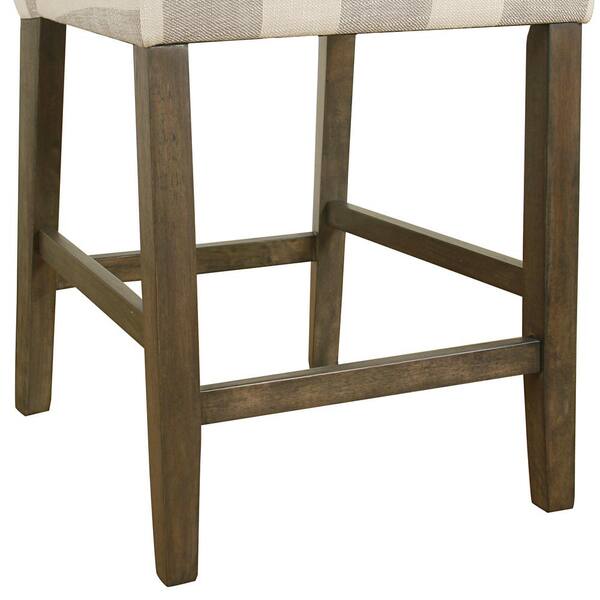 Curved Back 40 in. Taupe and Cream Awning Stripe High Back Wood 25 in. Bar Stool ASSEMBLED