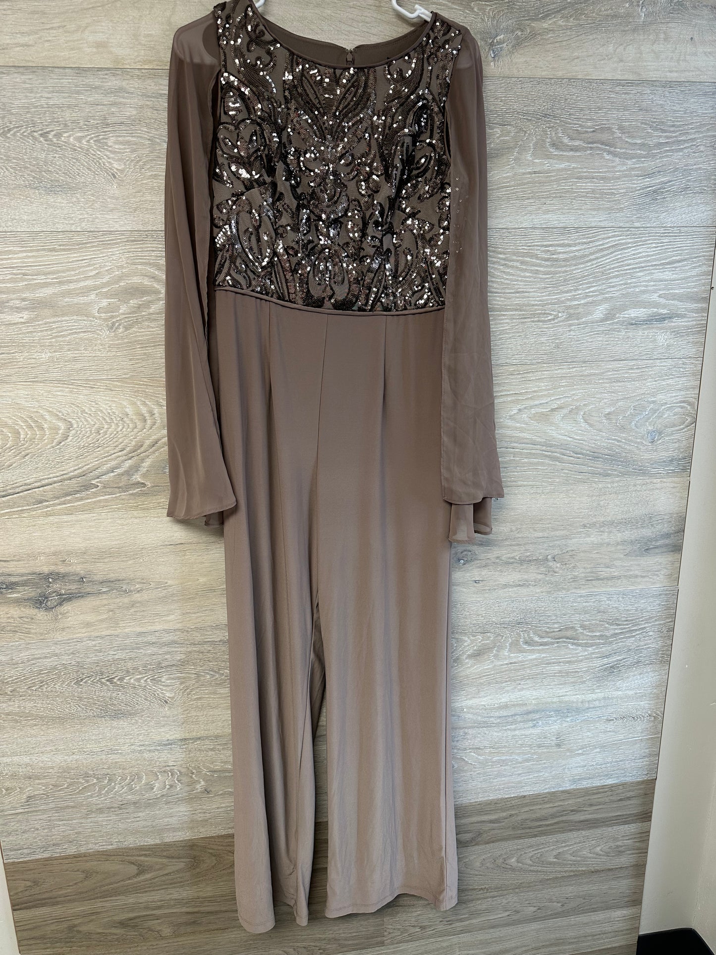 Chiffon Capelet Jumpsuit with Sequin Bodice size 6 NWOT