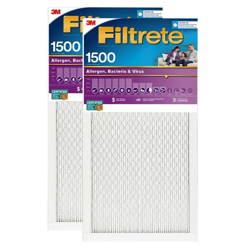 Filtrete 2pk Allergen Bacteria and Virus Air Filter 1500 MPR