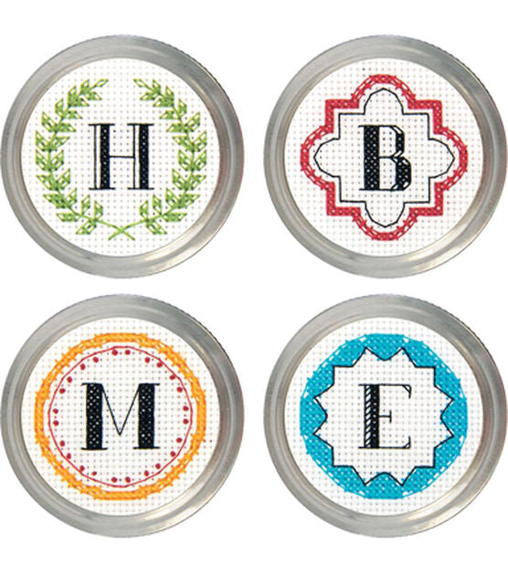 Dimensions 3" Monogram Jar Topper Counted Cross Stitch Kit 4ct