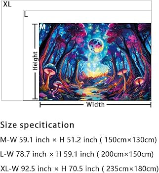 Huzuya Fantasy Forest Starry Tapestry (51.2 x 59.1 inches, Polyester, Wall Mount, Bedroom, Nature)