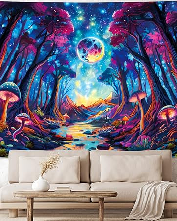 Huzuya Fantasy Forest Starry Tapestry (51.2 x 59.1 inches, Polyester, Wall Mount, Bedroom, Nature)