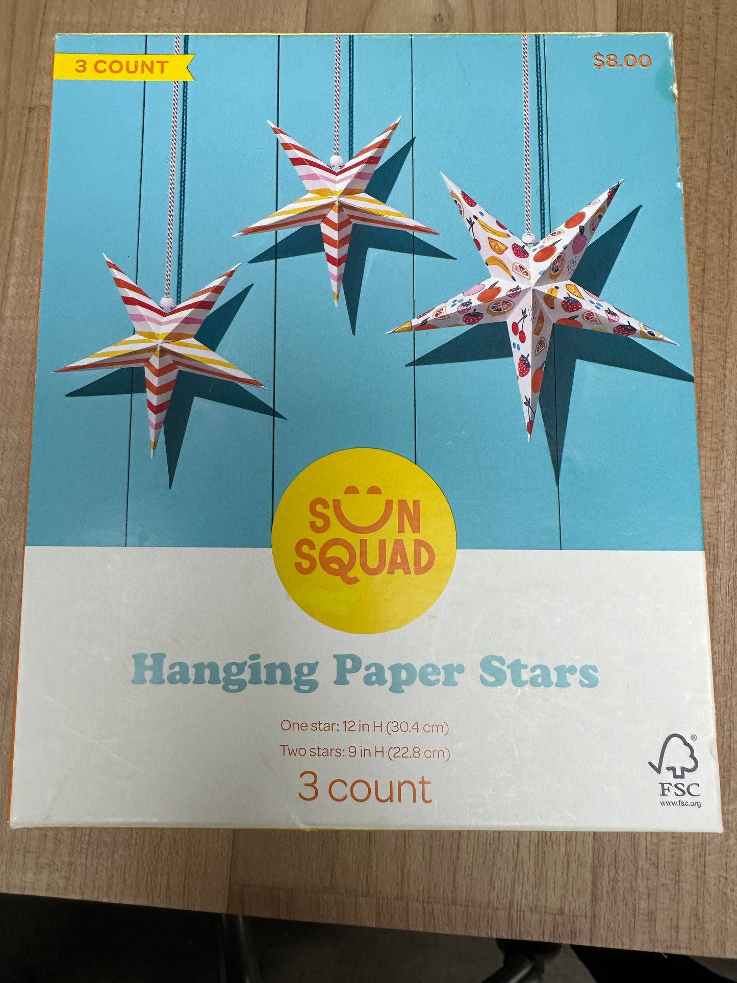 Sun Squad Hanging Paper Stars (3 count)