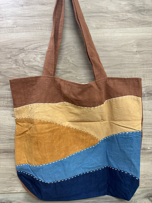 Large boho canvas tote bag with snap/magnet closure