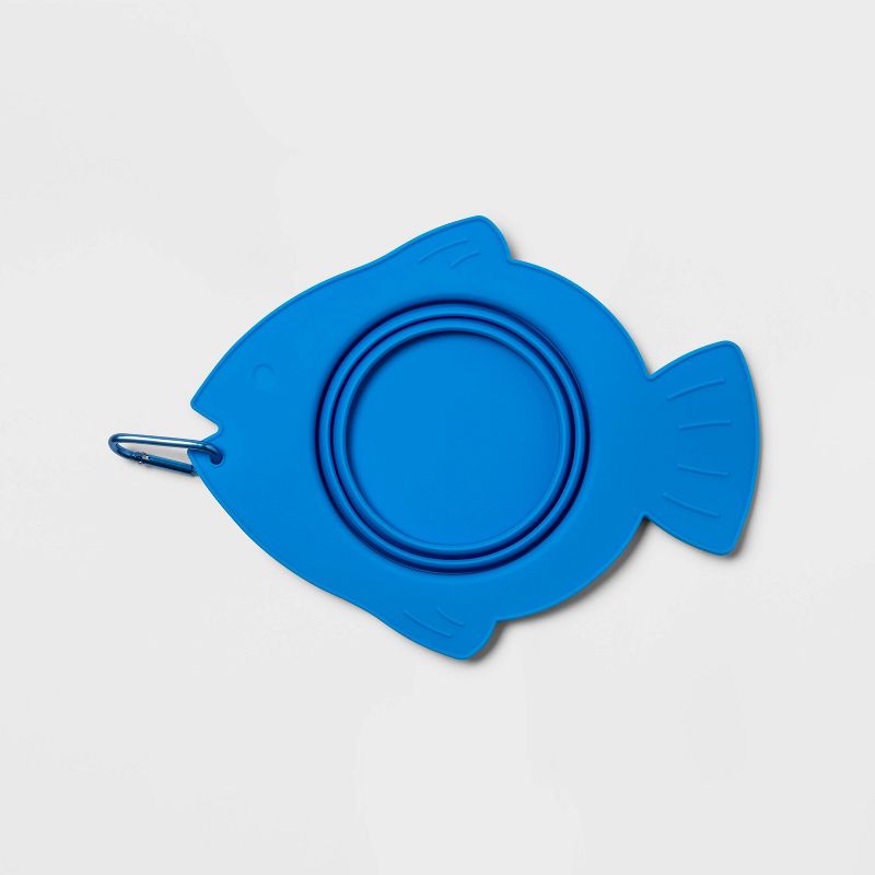 Collapsible Dog Bowl with Carabiner - Blue Fish - Sun Squad