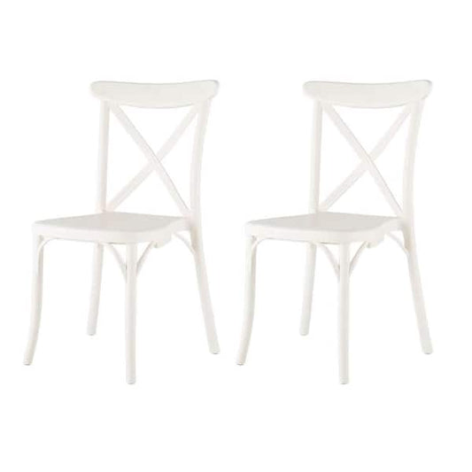 Stackable X White Dining Chair (Set of 2)