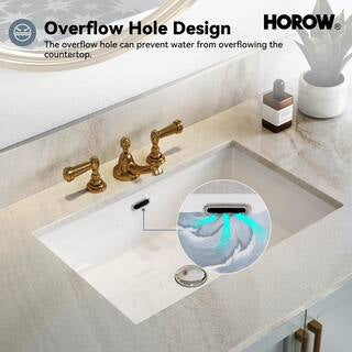 HOROW 23-5/8 in.Rectangle Undermount Bathroom Sink in White with Overflow Drain