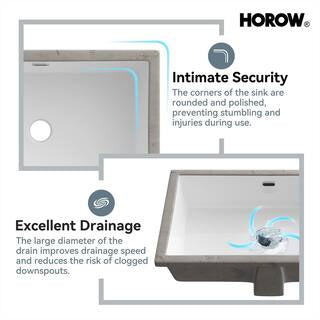 HOROW 23-5/8 in.Rectangle Undermount Bathroom Sink in White with Overflow Drain