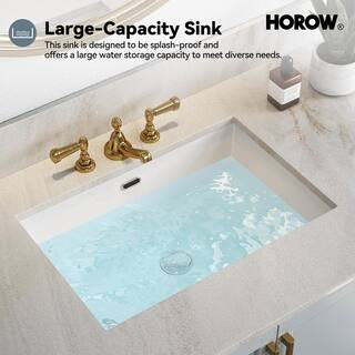 HOROW 23-5/8 in.Rectangle Undermount Bathroom Sink in White with Overflow Drain