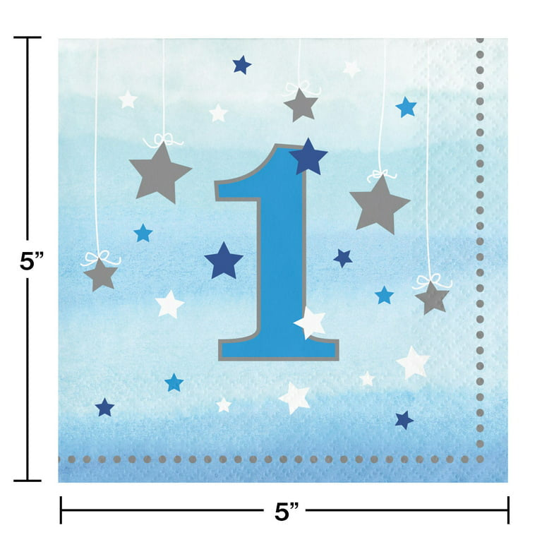 Little Star Boy 1st Birthday Paper Beverage Napkins 16 Count for 8 Guests