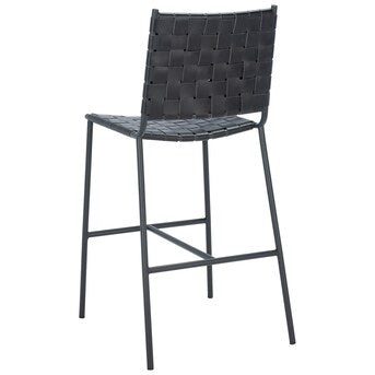 Safavieh Olenna Black/Black 26-in H Counter height Upholstered Metal Bar Stool with Back