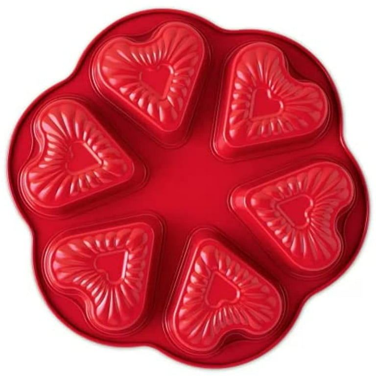 Steel Heart Shaped Cakelette Pan - Novelty Red by Nordicware Collection