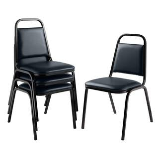 Midnight Blue Seat Black Sandtex Frame Vinyl Upholstered Stack Chair (Pack of 4)