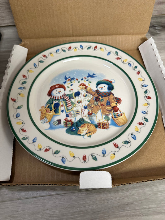 Longaberger 1999 Snow Friends Flurry and Snowball Plate Christmas Plate