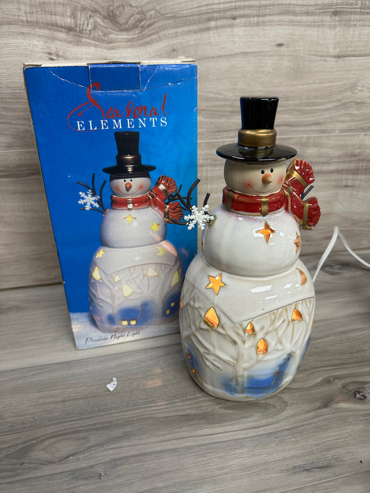 Seasonal elements porcelain snowman night light