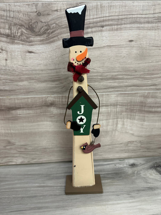 14.5” tall wooden holiday snowman