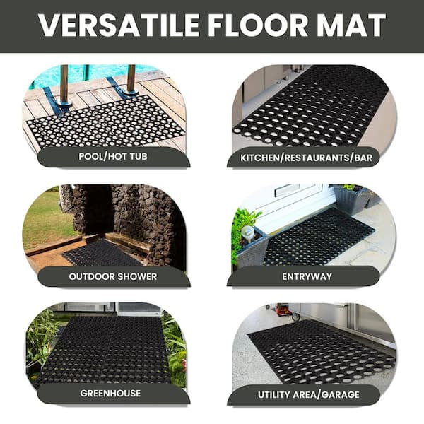 Durable Sturdy Anti-Fatigue 32 in. x 47 in. Commercial Indoor Outdoor Multipurpose Drainage Rubber Collection Floor Mat