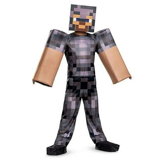 Kids' Minecraft Classic Netherite Armor Halloween Costume Jumpsuit with Headpiece