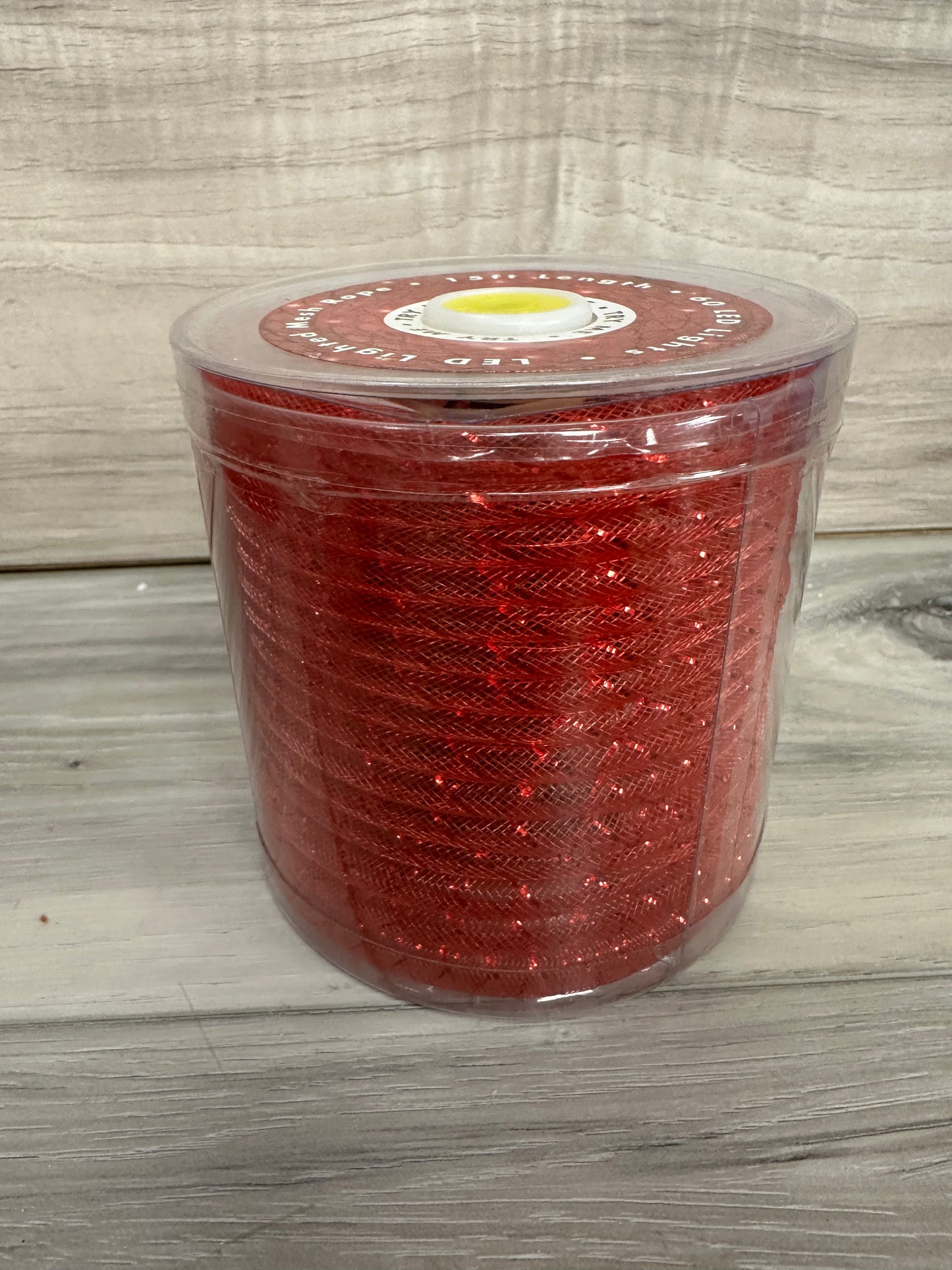 Battery 15’ operated LED lighted red mesh rope