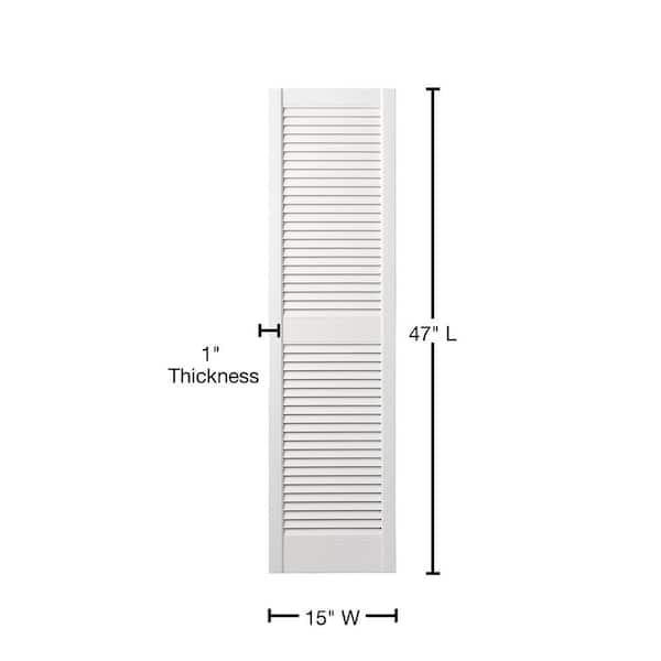 Ply Gem 15 in. x 47 in. Open Louvered Polypropylene Shutters Pair in White