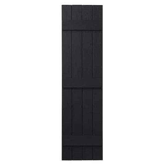 Ply Gem 15 in. x 63 in. Polypropylene 4-Board Closed Board and Batten Shutters Pair in Black