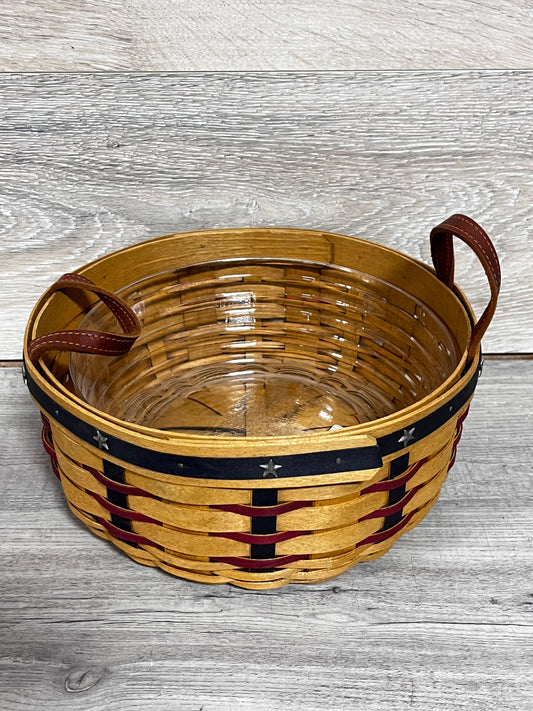 2003 Longaberger Proudly American Button Basket w/Protective Liner