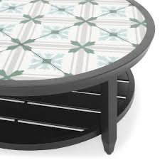 Ellington heavy duty round steel outdoor coffee table with ceramic tile top**assembled! READ DESCRIPTION