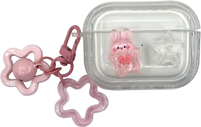 Cute Rabbit Star Clear Headphone Case Compatible with AirPods Pro 2nd Case
