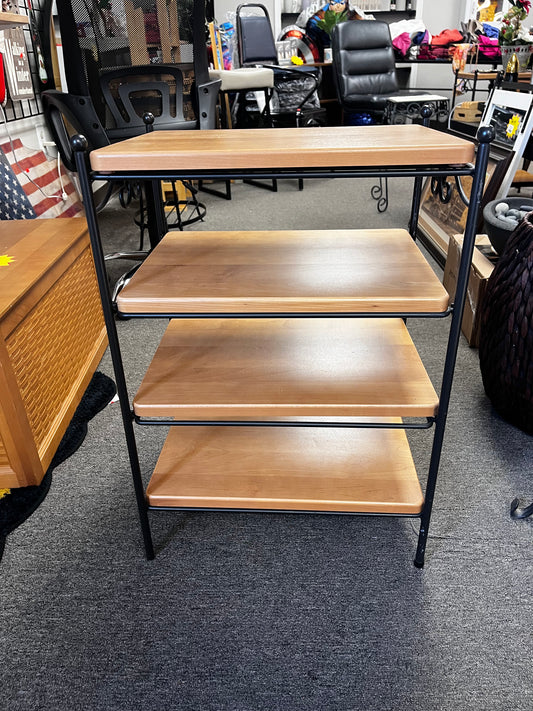 Authentic Longaberger Wrought Iron 4 Tier Side Table with 4 Warm Brown Shelves