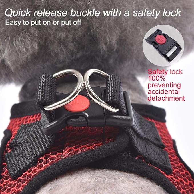 Dog Harness Step-in Breathable Puppy Cat Dog Vest Harnesses for Small Dogs Red